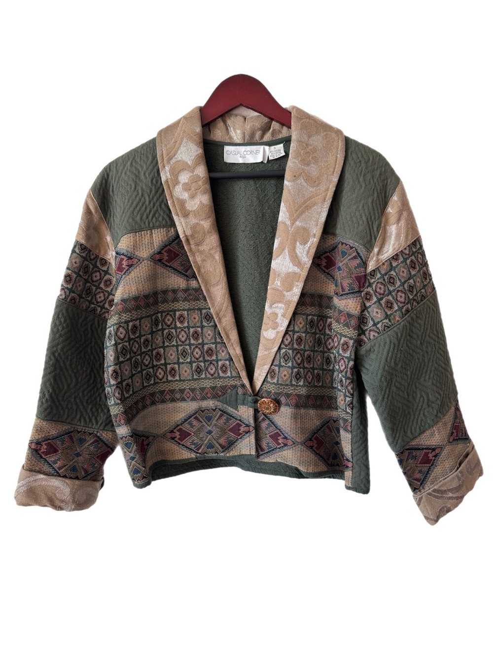 CASUAL CORNER Vintage Blazer Jacket Patchwork Tapestry Sz S